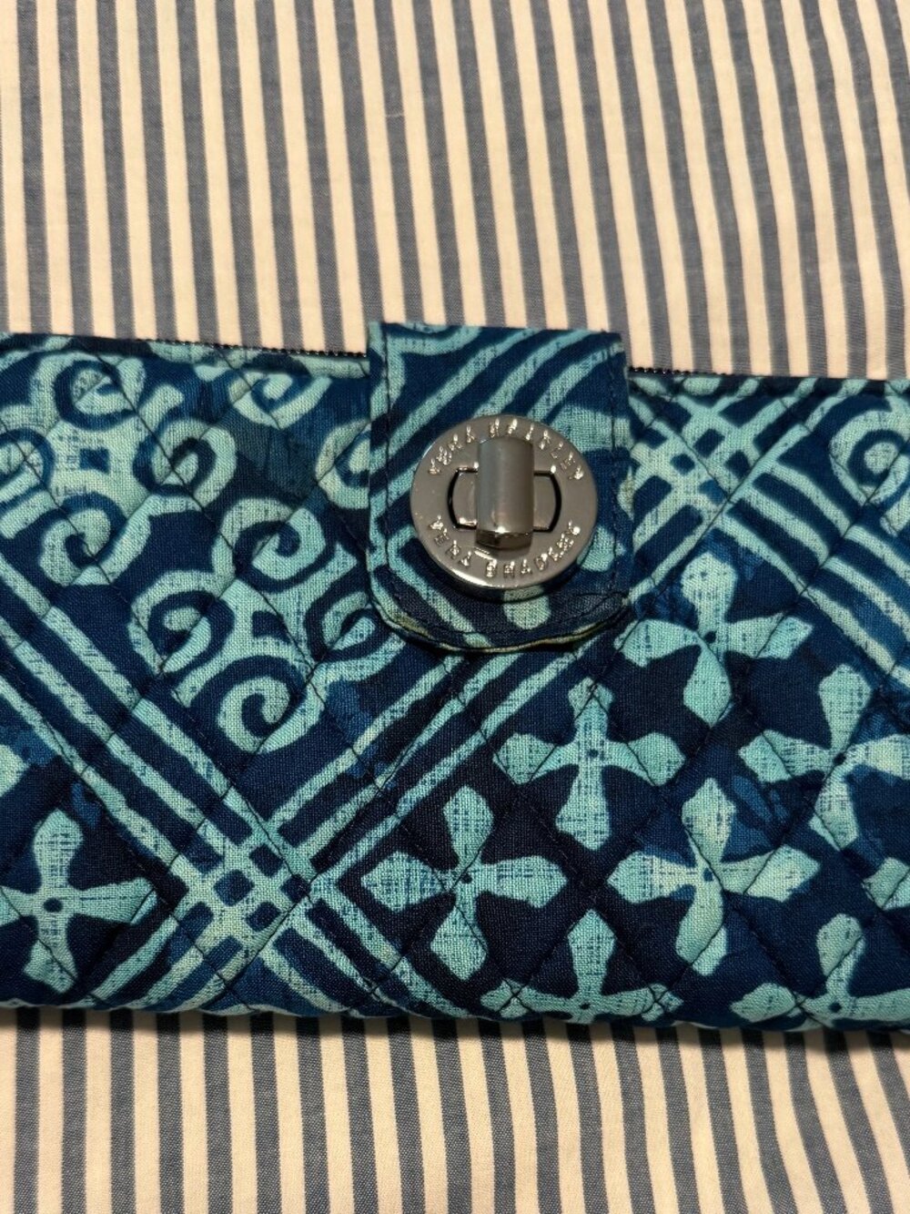 Vera Bradley Large Turnlock Euro Wallet in blue batik!